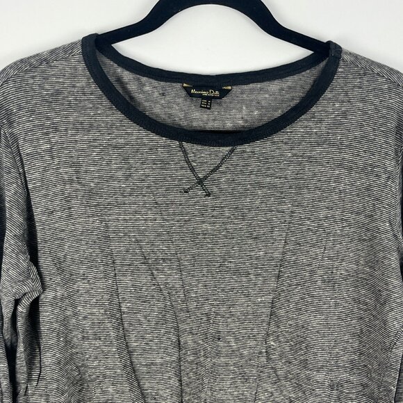 Massimo Dutti Top Blouse Size M Gray 3/4 Sleeve Crew Neck 100% Linen - Picture 2 of 9